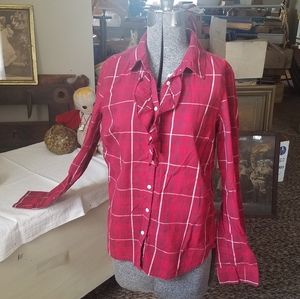 Red plaid Ruffled Blouse